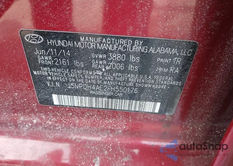 2015 Hyundai Elantra Se из США, поврежденный, VIN 5NPDH4AE2FH550176